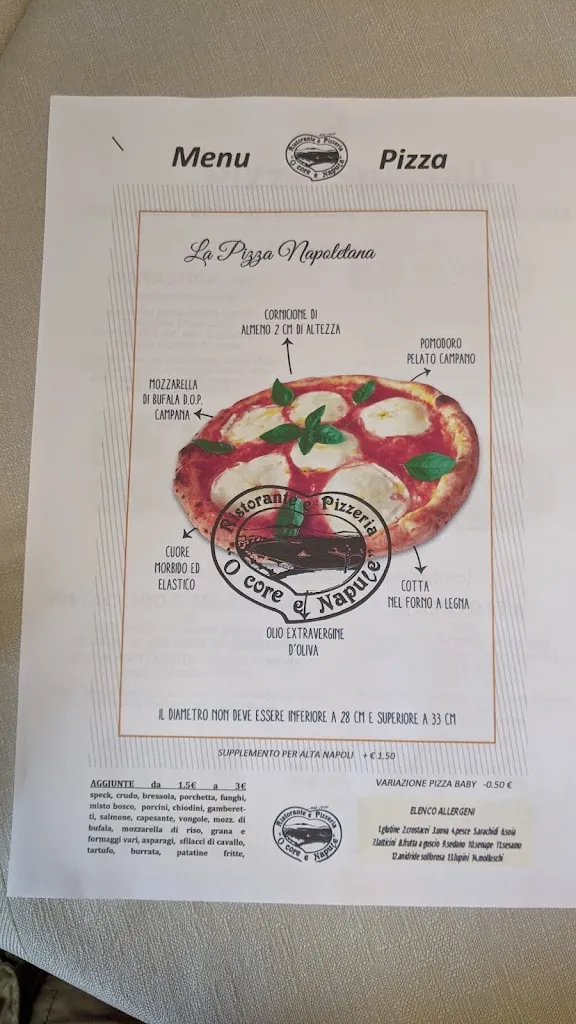 Menu_Ristorante Pizzeria O' Core e Napule_Quinto Vicentino_immagine_1
