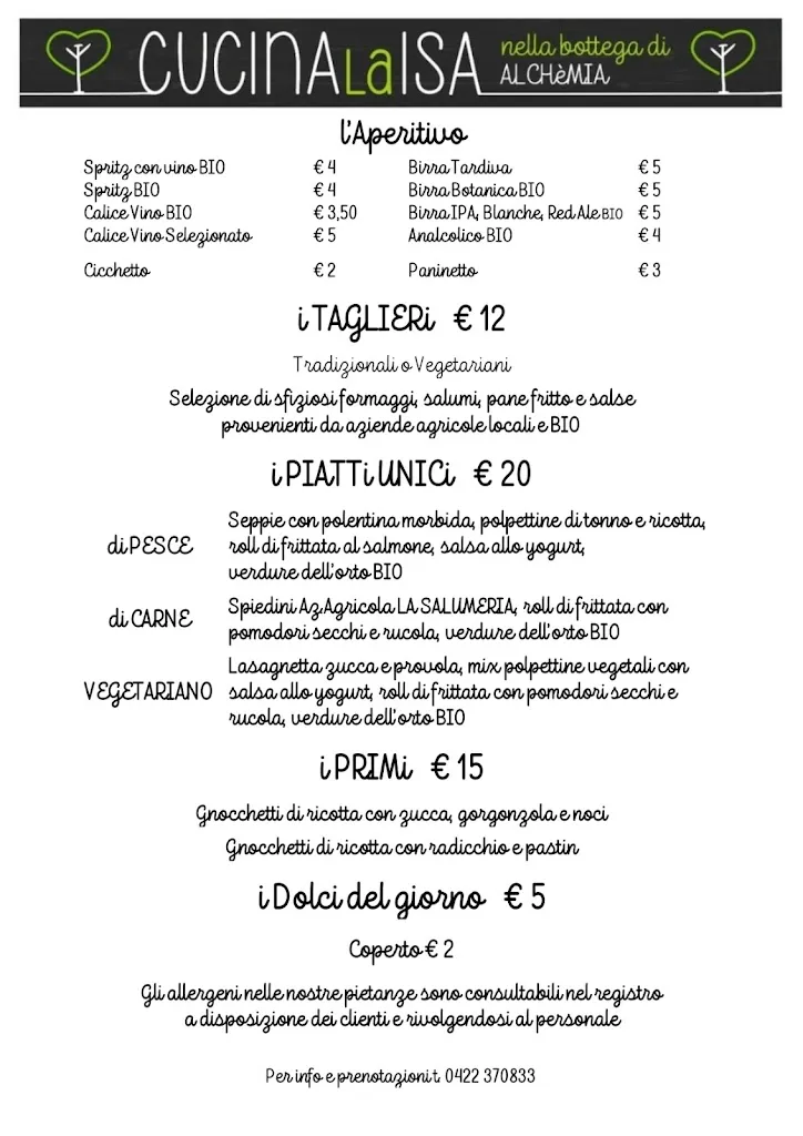 Menu_Cucina La Isa nella Bottega di Alchèmia_Quinto di Treviso_image_1