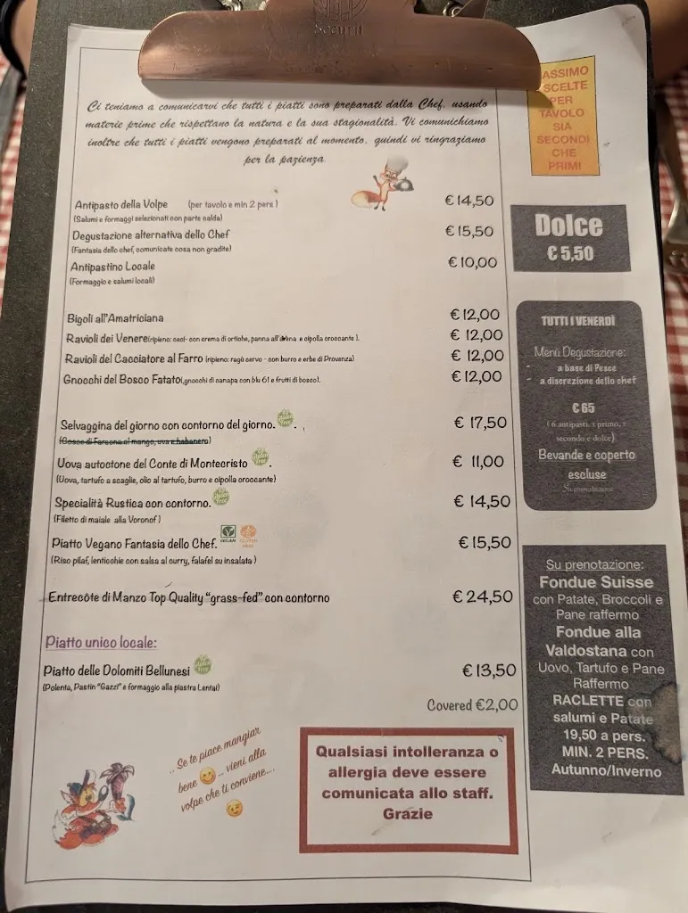 Menu_Antica Trattoria La Volpe_San Gregorio nelle Alpi_immagine_1