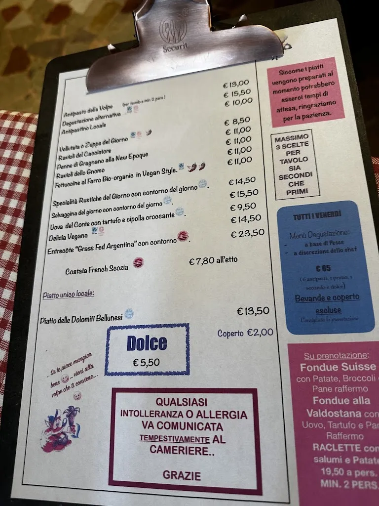 Menu_Antica Trattoria La Volpe_San Gregorio nelle Alpi_immagine_2