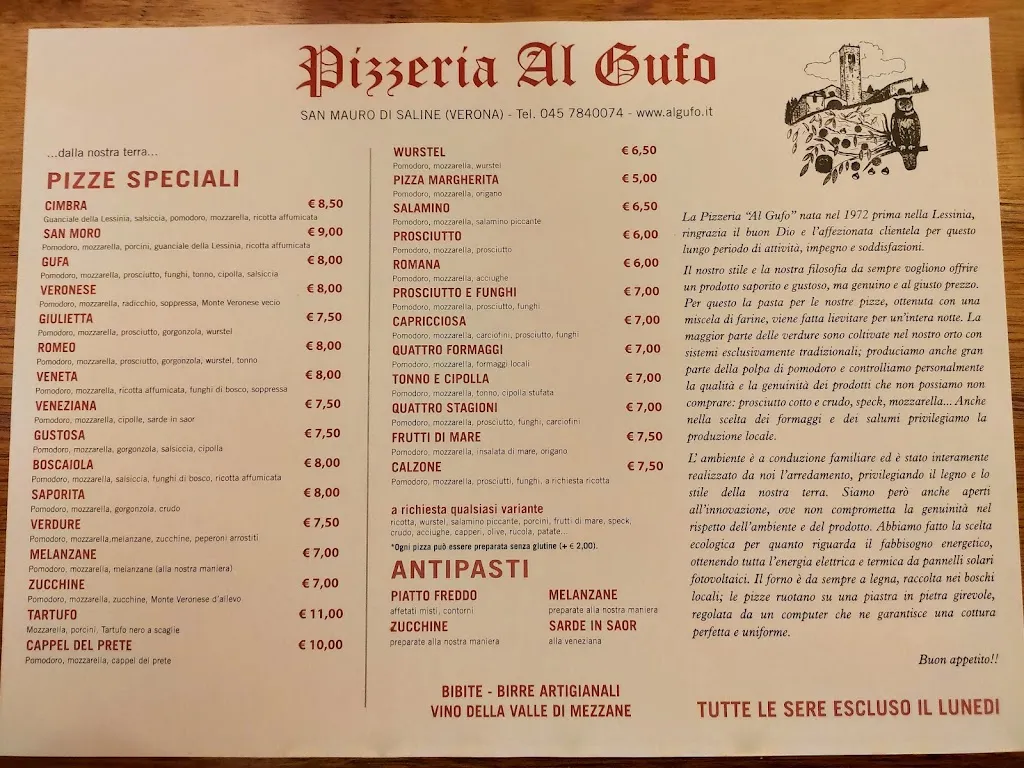 Menu_Pizzeria Al Gufo_San Mauro di Saline_image_1