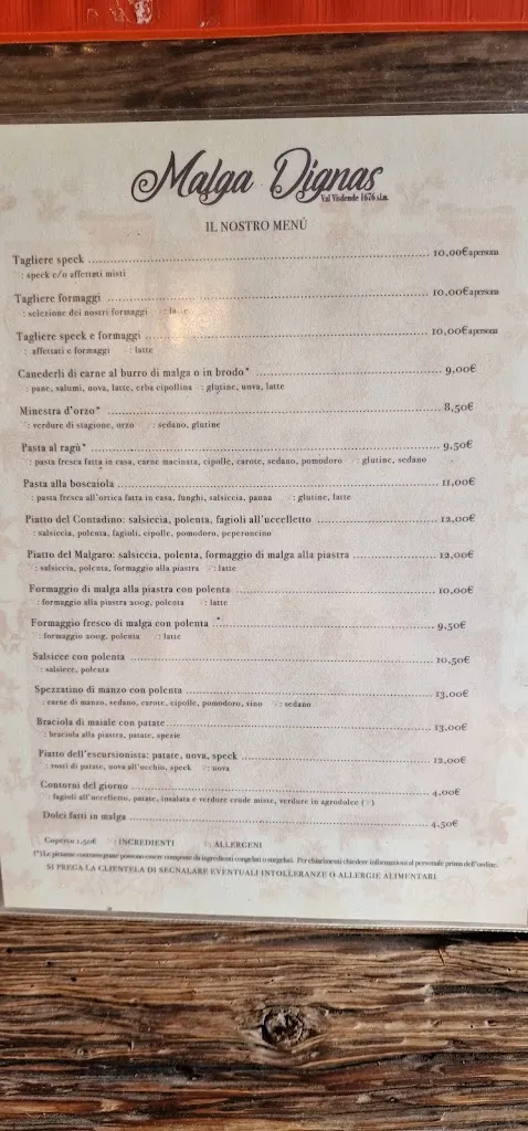 Menu_Agriturismo Malga Dignas_San Pietro di Cadore_image_4