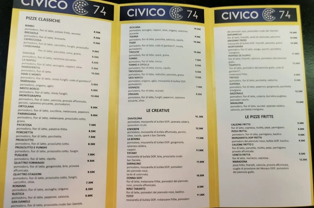 Menu_Pizzeria ristorante Civico 74_San Martino di Lupari_image_1
