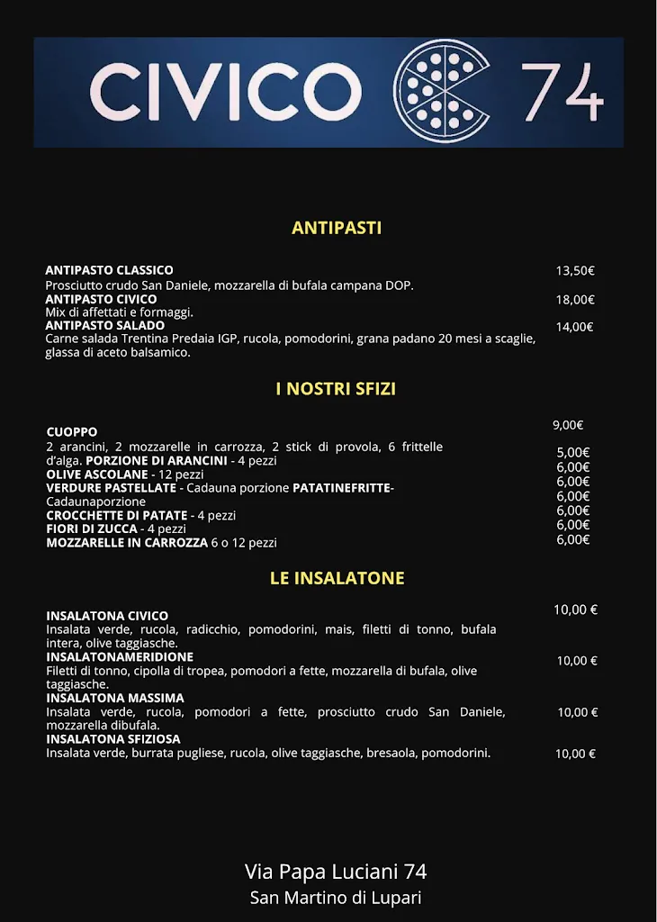 Menu_Pizzeria ristorante Civico 74_San Martino di Lupari_image_2