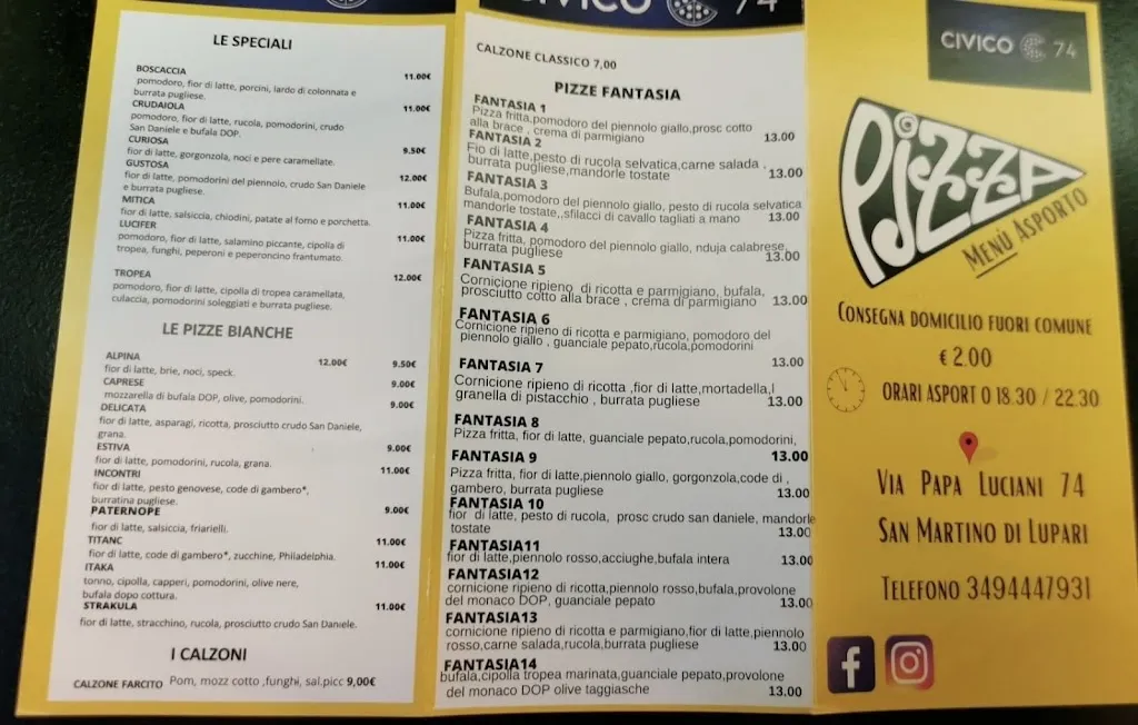 Menu_Pizzeria ristorante Civico 74_San Martino di Lupari_image_3