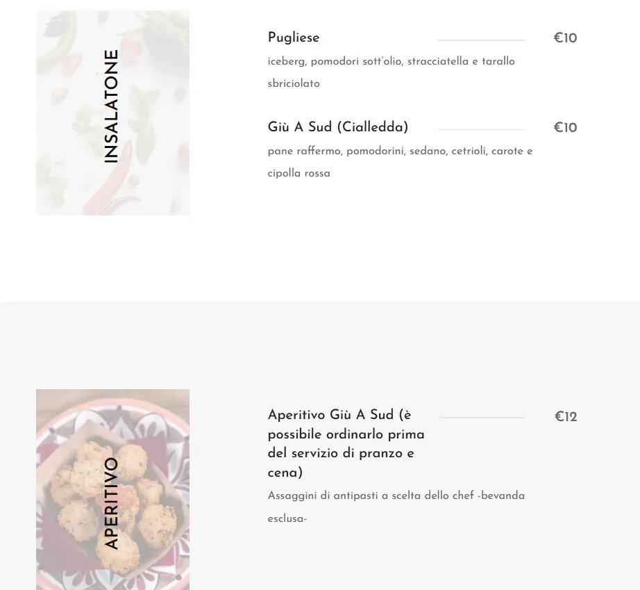 Menu_Giu A Sud -Green Bistrot- TRANI_Provincia di Barletta - Andria - Trani_image_4