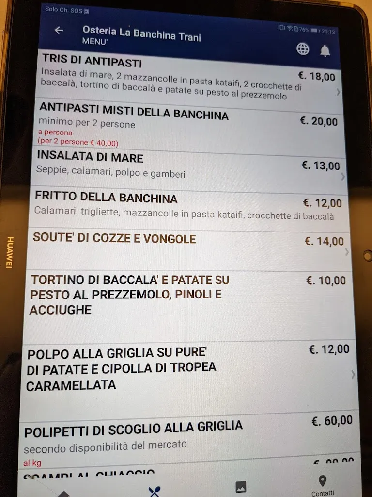 Menu_La Banchina_Provincia di Barletta - Andria - Trani_image_1