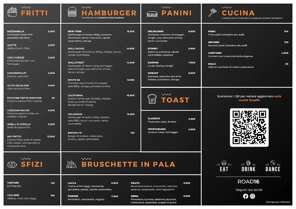 Menu_Road 16 Risto | Caffè_Stanghella_image_1