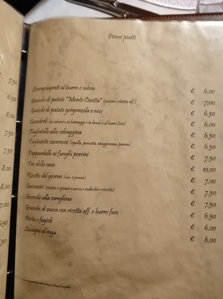 Menü_Albergo Ristorante Monte Civetta_Taibon Agordino_Bild_4