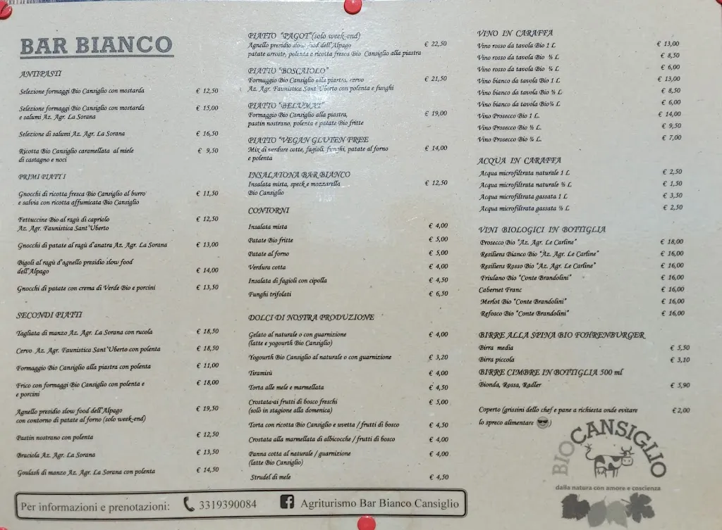 Menu_Centro Caseario e Agrituristico Tambre Spert Cansiglio - Bar Bianco_Tambre_image_3