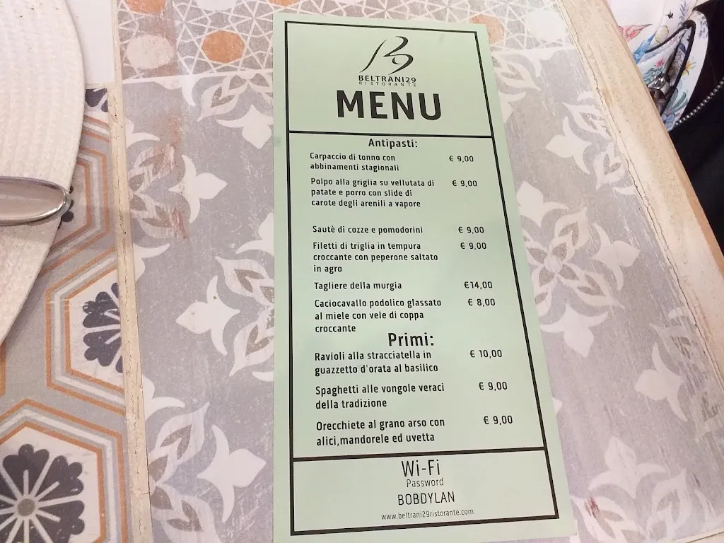 Menu_BELTRANI29 RISTORANTE_Provincia di Barletta - Andria - Trani_image_3