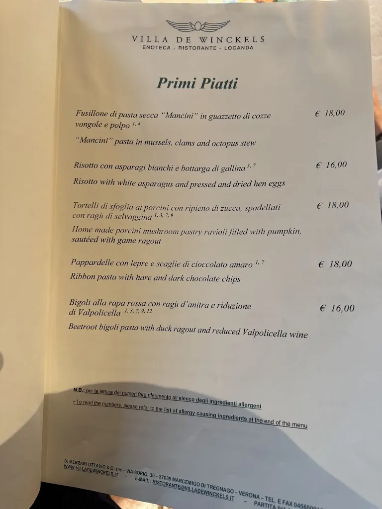 Menu_Ristorante & Country Hotel Villa De Winckels_Tregnago_image_3