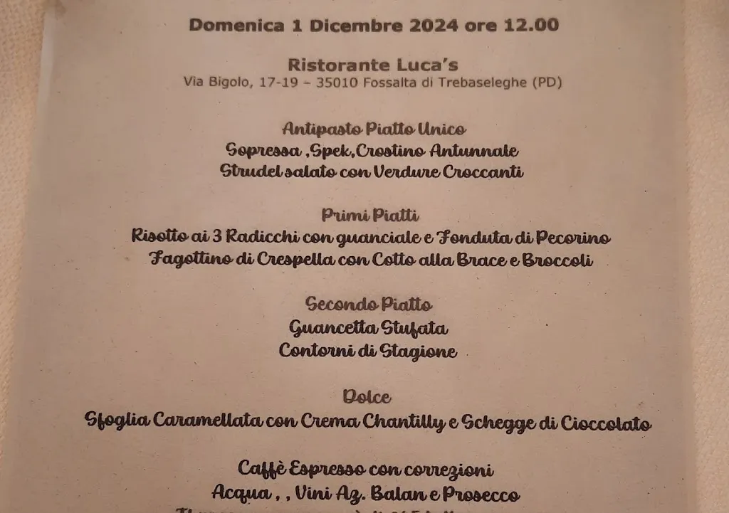 Menü_Ristorante Luca'S_Trebaseleghe_Bild_2