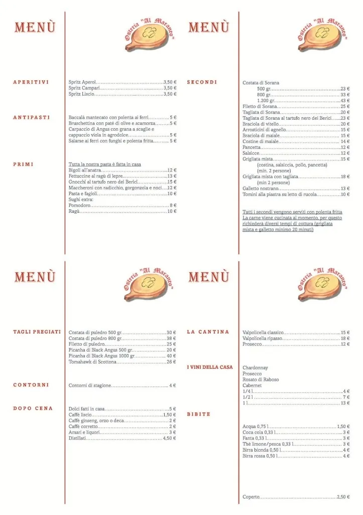 Menü_Osteria Al Maraneo_Torri di Quartesolo_Bild_1