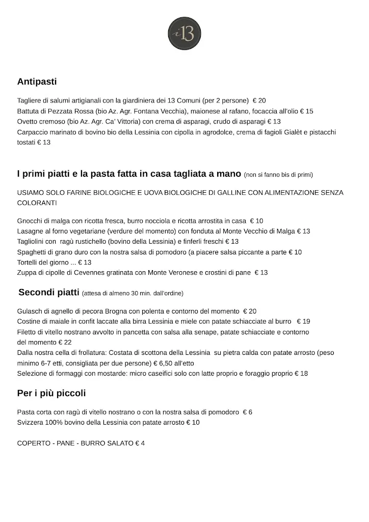 Menu_13 Comuni Ristorante e ApartHotel_Velo Veronese_image_1