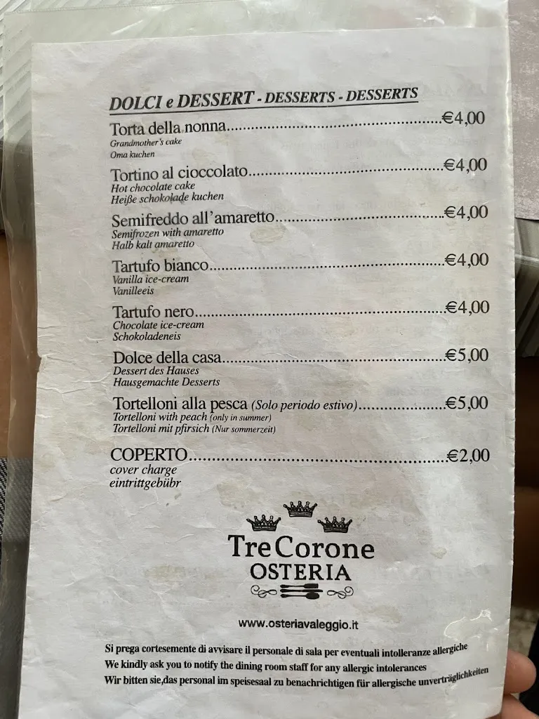 Menu_Osteria Tre Corone Valeggio Sul Mincio_Valeggio sul Mincio_image_2