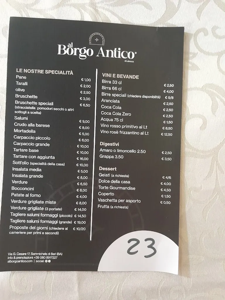 Menu_Al Borgo Antico - Braceria | B&B_Sammichele di Bari_image_1