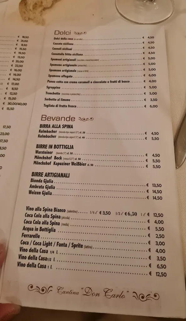 Menu_Ristorante Cantina Don Carlo - San Pietro in Lama_San Pietro in Lama_image_1