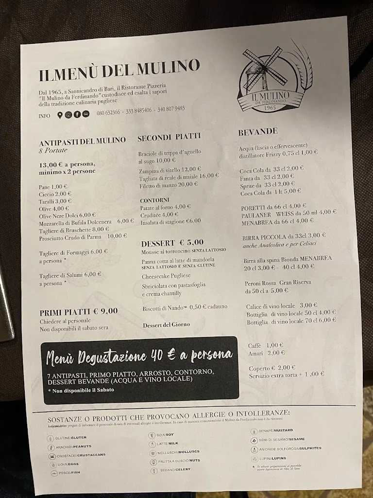 Menu_Il Mulino Da Ferdinando_Sannicandro di Bari_image_1