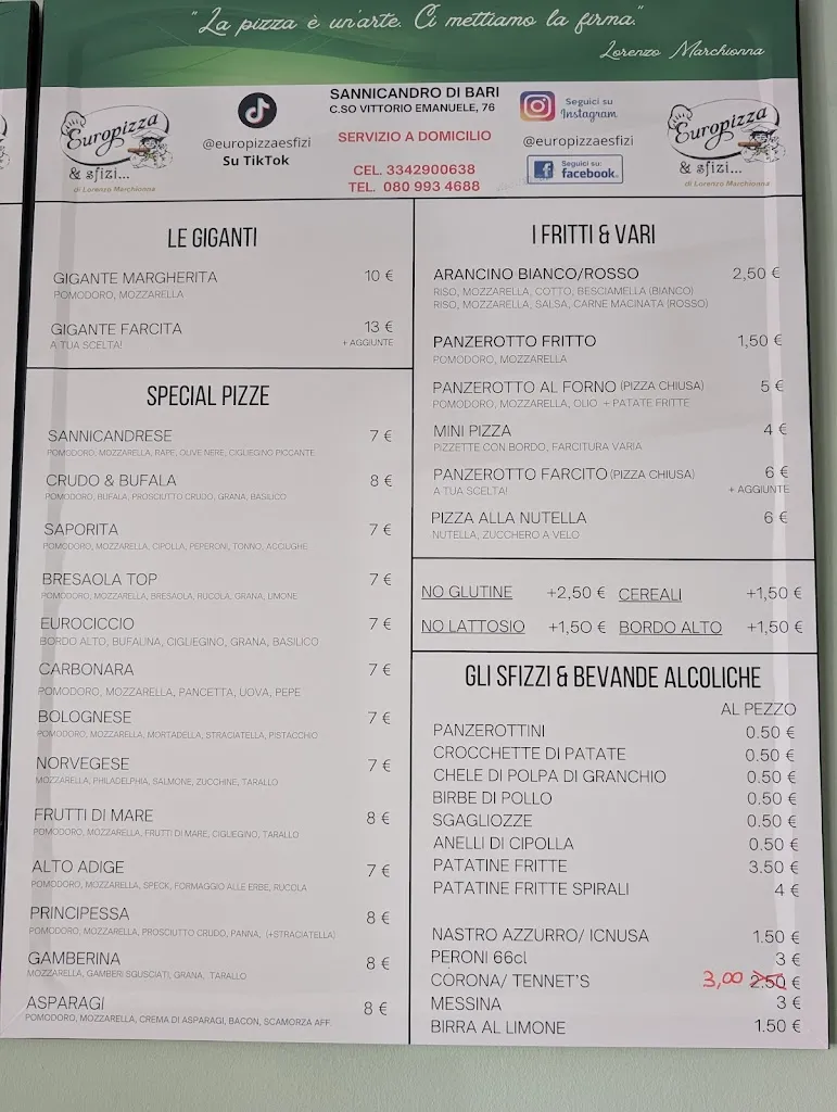 Menu_Euro Pizza & Sfizi_Sannicandro di Bari_immagine_1