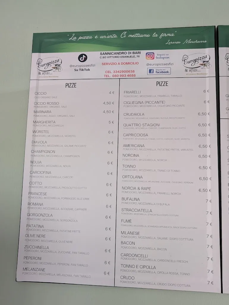 Menu_Euro Pizza & Sfizi_Sannicandro di Bari_immagine_2