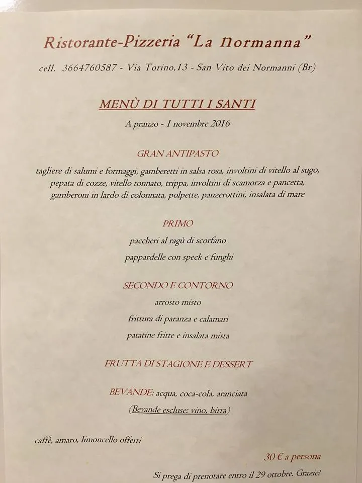 Menu_Ristorante Pizzeria La Normanna_San Vito dei Normanni_image_1