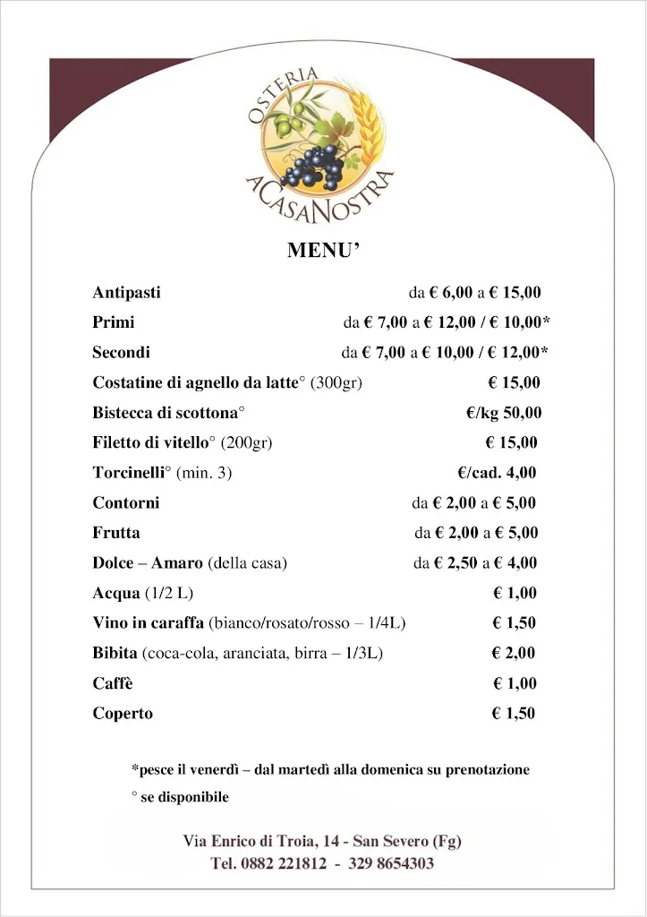 Menu_Osteria a casa nostra_San Severo_image_1