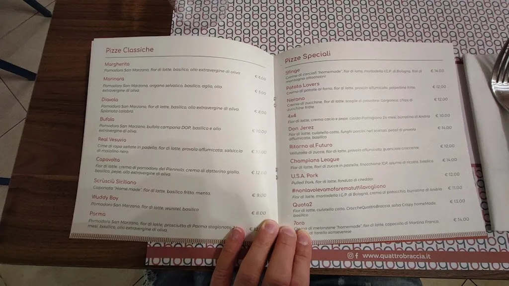 Menu_Quattro Braccia - Pizza Contemporanea_San Severo_immagine_1