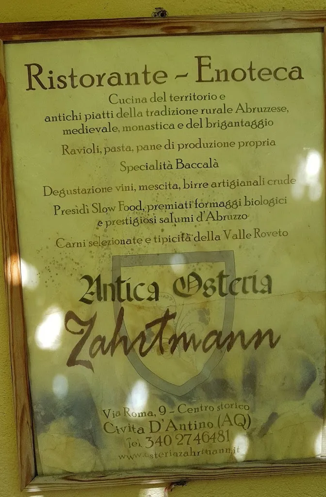 Menu_Antica Osteria Zahrtmann_Civita d'Antino_immagine_1