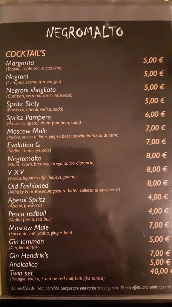 Menu_Negromalto music pub_Squinzano_image_2