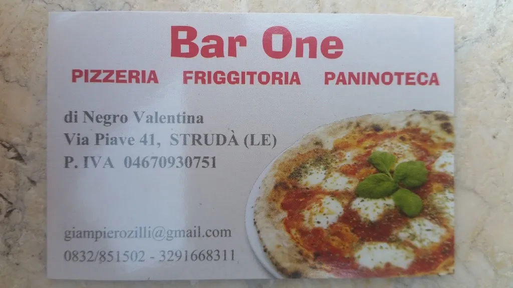 Menu_Pizzeria BAR ONE Paninoteca Friggitoria di Negro Valentina_Strudà_image_1