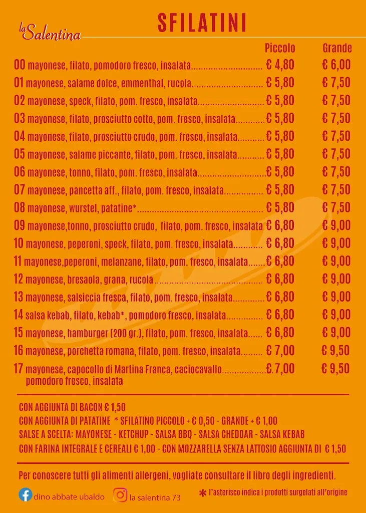 Menu_Sfilatineria Pizzeria La Salentina di Abbate Ubaldo_Tuglie_image_4
