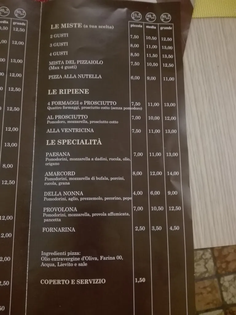 Menu_pizzeria amarcord di de meo michele_Torremaggiore_image_1