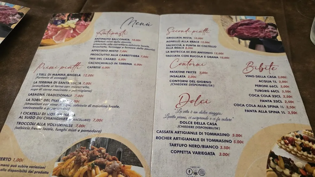 Menu_La Balconata Ristorante - Pizzeria - Hotel diffusion_Volturino_immagine_1