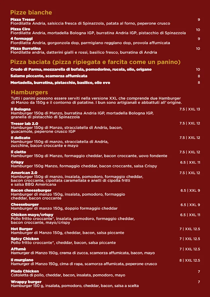 Menu_Tresor pizzeria napoletana, burger, cocktail_Spinazzola_image_1