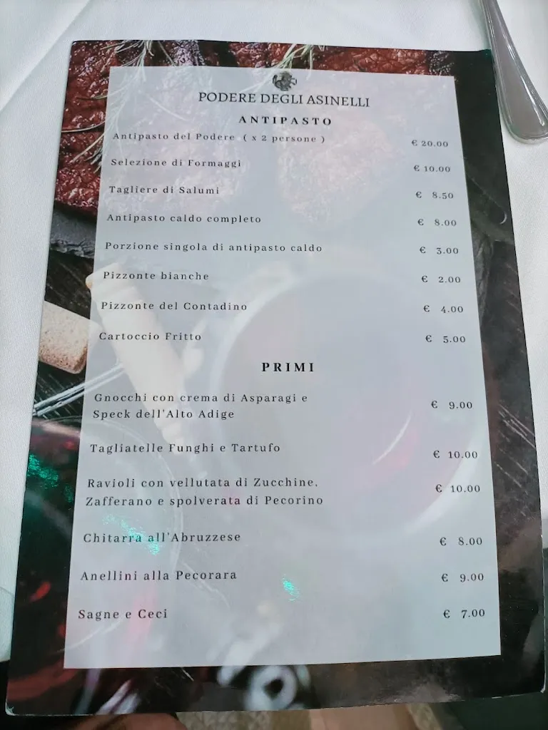 Menu_Podere degli Asinelli - Ristorante, Piscina, b&b, Location Città Sant'Angelo _Città Sant'Angelo_image_2