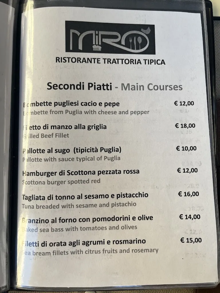 Menu_Mirò Restaurant & Bistrot_Vieste_image_2