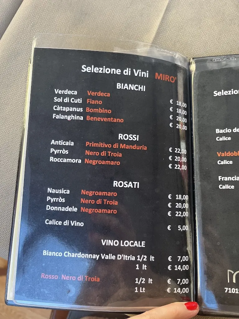 Menu_Mirò Restaurant & Bistrot_Vieste_image_3