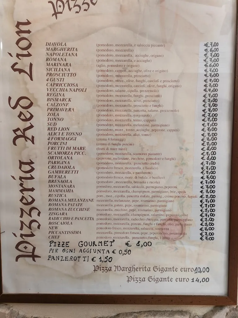 Menu_Red Lion_Canosa di Puglia_image_1