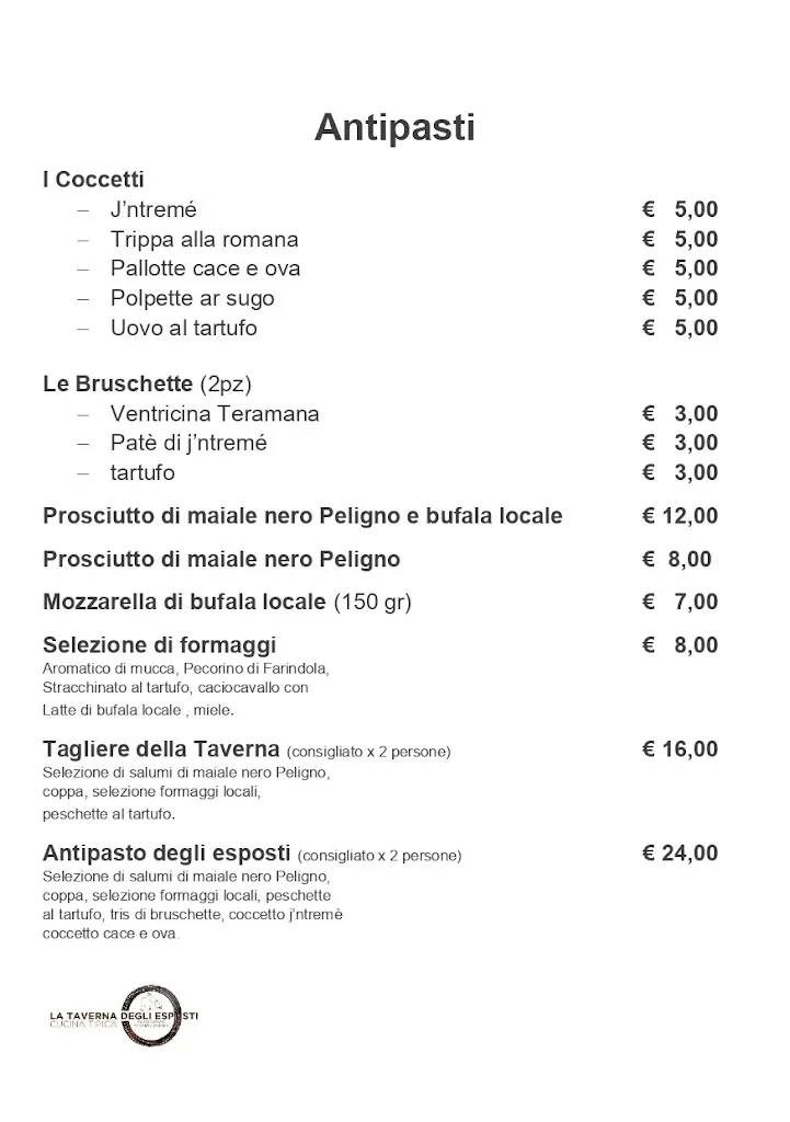 Menu_La Taverna degli Esposti - Cucina Tipica_Acciano_image_1