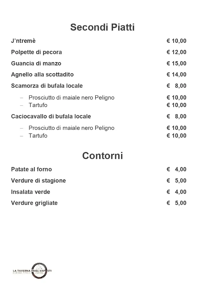 Menu_La Taverna degli Esposti - Cucina Tipica_Acciano_image_2