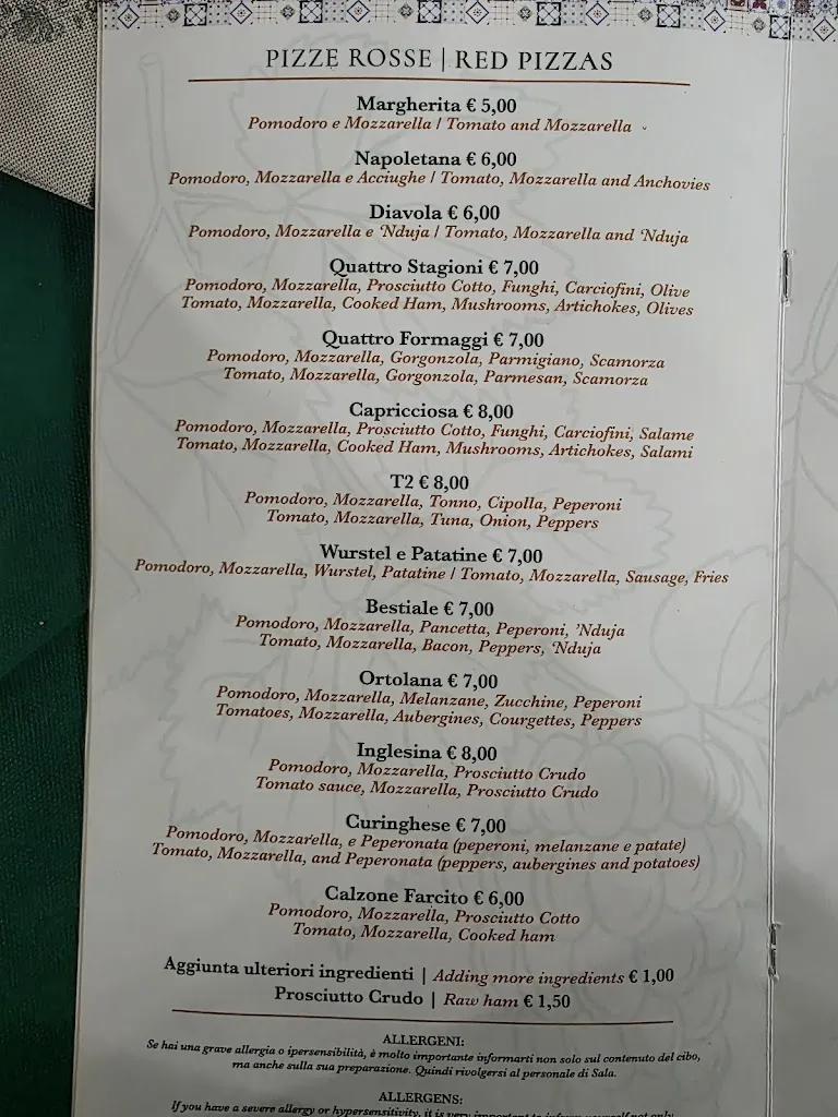Menu_Trattoria Pizzeria 