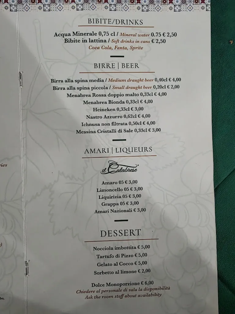 Menu_Trattoria Pizzeria 