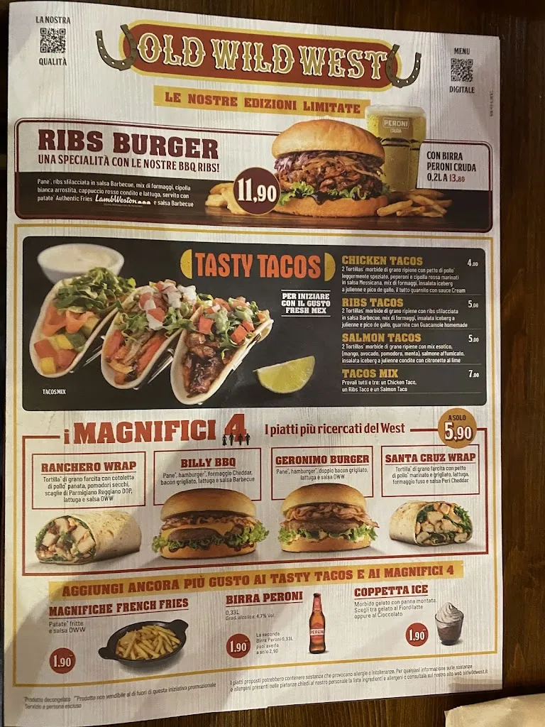 Menu_Old Wild West - Rende via Marconi_Arcavacata_image_4
