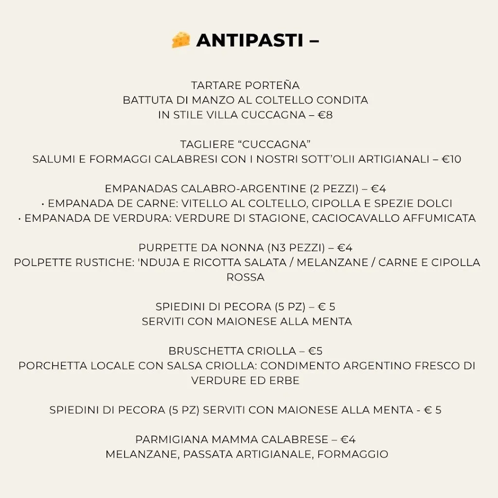 Menu_Villa Cuccagna: Bar- Cucina-Eventi_Belmonte Calabro_image_1