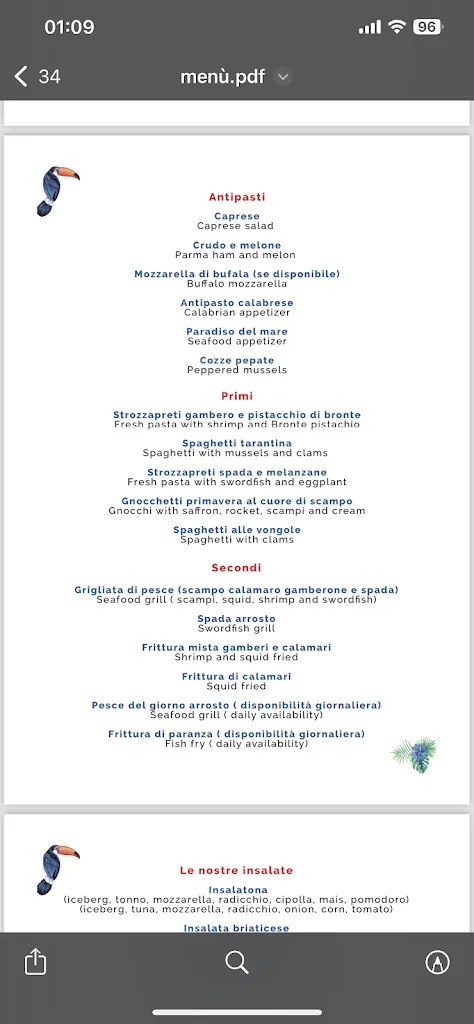 Menu_Paradise beach_Briatico_image_1