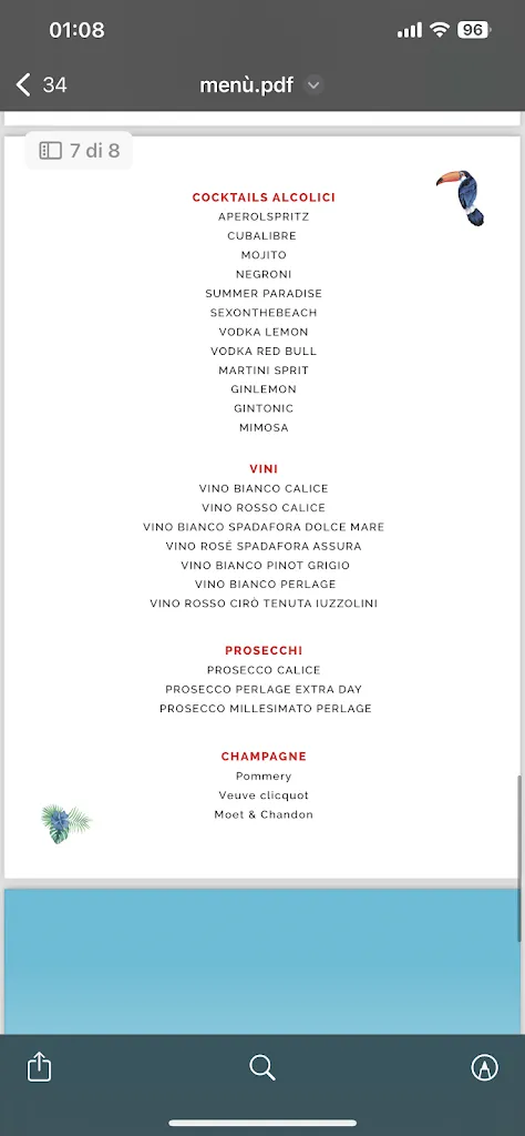 Menu_Paradise beach_Briatico_image_3