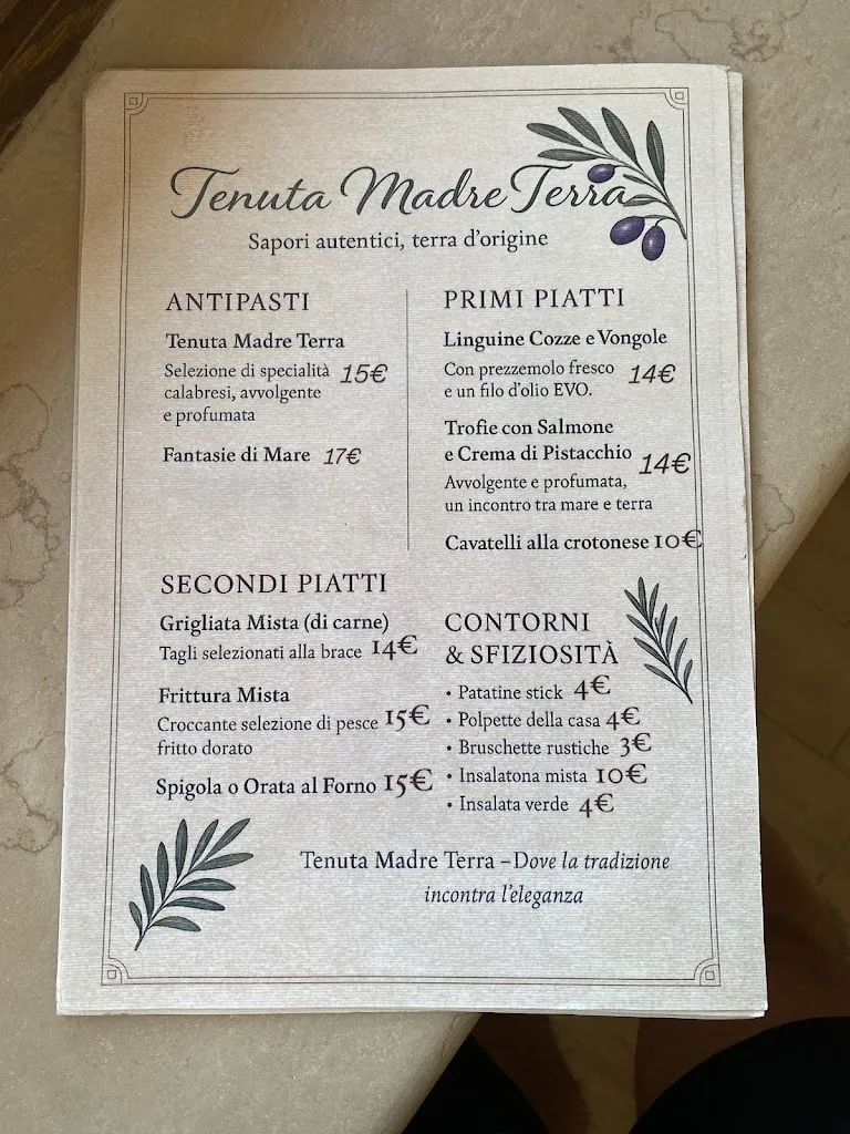 Menu_Tenuta Madre Terra, Azienda Agricola Frustaglia_Capo Rizzuto_image_1