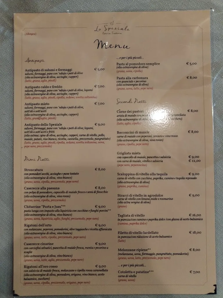 Menu_Trattoria Osteria Lo Speziale_Centrache_immagine_1