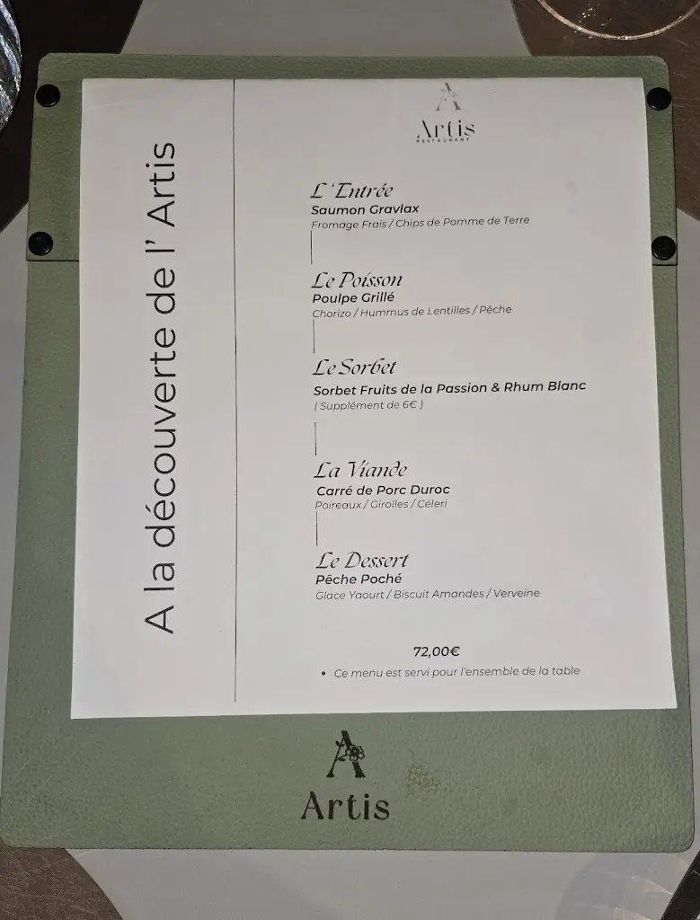 Menu_Artis Restaurant_Hesperange_imagen_1